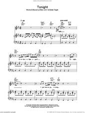 Cover icon of Tonight sheet music for voice, piano or guitar by Elton John and Bernie Taupin, intermediate skill level
