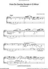 Cover icon of Viola da Gamba Sonata In G Minor (2nd Movement) sheet music for piano solo by Johann Sebastian Bach, classical score, intermediate skill level