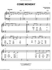 Cover icon of Come Monday sheet music for piano solo by Jimmy Buffett, easy skill level