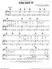 Cover icon of You Got It sheet music for voice, piano or guitar by Tom Petty, Bonnie Raitt, Jeff Lynne and Roy Orbison, intermediate skill level
