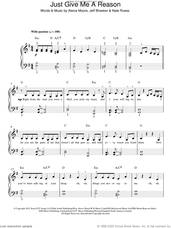 Cover icon of Just Give Me A Reason sheet music for piano solo by P!nk, Alecia Moore, Jeff Bhasker and Nate Ruess, easy skill level