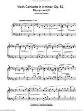 Cover icon of Violin Concerto In A Minor Op. 82, 2nd Movement 'Andante Sostenuto' sheet music for piano solo by Alexander Konstantinovich Glazunov, classical score, intermediate skill level