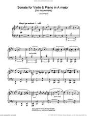 Cover icon of Sonata For Violin and Piano In A Major, 1st Movement sheet music for piano solo by Cesar Franck, classical score, intermediate skill level