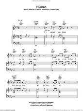 Cover icon of Human sheet music for voice, piano or guitar by Christina Perri and Martin Johnson, intermediate skill level