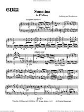 Cover icon of Sonatina in  F Minor sheet music for piano solo by Ludwig van Beethoven, classical score, intermediate skill level