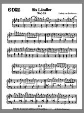 Cover icon of Landler (6), Woo 15 sheet music for piano solo by Ludwig van Beethoven, classical score, intermediate skill level