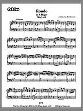Cover icon of Rondo In A Major, Woo 49 sheet music for piano solo by Ludwig van Beethoven, classical score, intermediate skill level