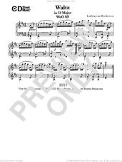 Cover icon of Waltz In D Major, Woo 85 sheet music for piano solo by Ludwig van Beethoven, classical score, intermediate skill level