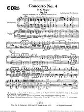 Cover icon of Concerto No. 4 In G Major, Op. 58 sheet music for piano solo by Ludwig van Beethoven, classical score, intermediate skill level