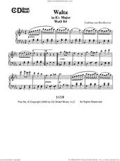 Cover icon of Waltz In E-flat Major, Woo 84 sheet music for piano solo by Ludwig van Beethoven, classical score, intermediate skill level