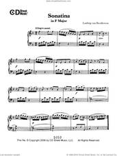 Cover icon of Sonatina In F Major sheet music for piano solo by Ludwig van Beethoven, classical score, intermediate skill level
