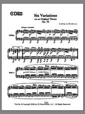 Cover icon of Variations (6) On An Original Theme, Op. 76 sheet music for piano solo by Ludwig van Beethoven, classical score, intermediate skill level