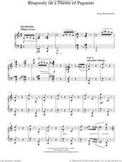 Cover icon of Rhapsody on a Theme of Paganini, (intermediate) sheet music for piano solo by Serjeij Rachmaninoff, classical score, intermediate skill level