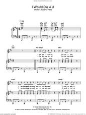 Cover icon of I Would Die 4 U sheet music for voice, piano or guitar by Prince & The Revolution and Prince, intermediate skill level