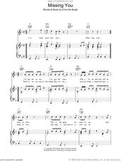 Cover icon of Missing You sheet music for voice, piano or guitar by Chris de Burgh, intermediate skill level