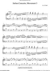 Cover icon of Italian Concerto (3rd Movement) sheet music for piano solo by Johann Sebastian Bach, classical score, intermediate skill level
