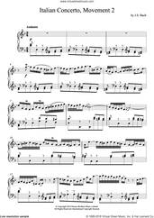 Cover icon of Italian Concerto (2nd Movement: Andante) sheet music for piano solo by Johann Sebastian Bach, classical score, intermediate skill level