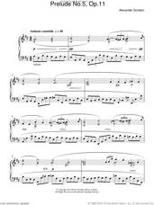 Cover icon of Prelude No. 5, Op. 11 sheet music for piano solo by Alexander Scriabin, classical score, intermediate skill level