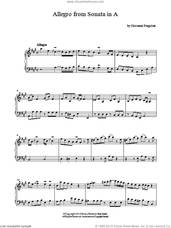 Cover icon of Allegro (Harpsichord Sonata In A Major) sheet music for piano solo by Giovanni Battista Pergolesi, classical score, intermediate skill level