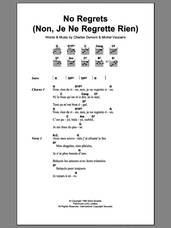 Cover icon of No Regrets (Non, Je Ne Regrette Rien) sheet music for guitar (chords) by Edith Piaf, Charles Dumont and Michel Vaucaire, intermediate skill level