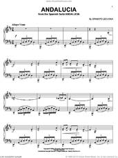 Cover icon of Andalucia sheet music for piano solo by Ernesto Lecuona, intermediate skill level