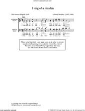 Cover icon of I Sing Of A Maiden (arr. Lennox Berkeley) sheet music for choir (SATB: soprano, alto, tenor, bass)  and Lennox Berkeley, classical score, intermediate skill level