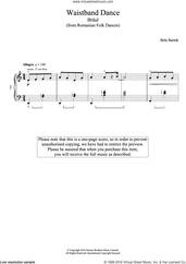 Cover icon of Waistband Dance (from Romanian Folk Dances) sheet music for piano solo by Bela Bartok and Bela Bartok, classical score, intermediate skill level