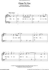 Cover icon of Close To You (They Long To Be) sheet music for piano solo by Burt Bacharach, Carpenters and Hal David, easy skill level
