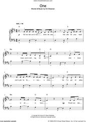 Cover icon of One sheet music for piano solo by Ed Sheeran, easy skill level