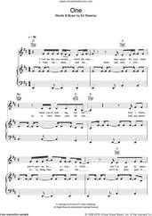 Cover icon of One sheet music for voice, piano or guitar by Ed Sheeran, intermediate skill level