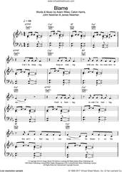 Cover icon of Blame (feat. John Newman) sheet music for voice, piano or guitar by Calvin Harris, Adam Wiles, James Newman and John Newman, intermediate skill level