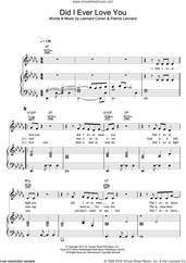 Cover icon of Did I Ever Love You sheet music for voice, piano or guitar by Leonard Cohen and Patrick Leonard, intermediate skill level