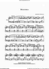 Cover icon of Mazurka In Do Menor sheet music for piano solo by Manuel De Falla, classical score, intermediate skill level