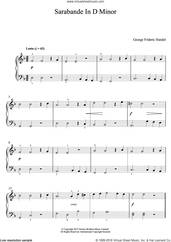 Cover icon of Sarabande (from Harpsichord Suite in D Minor) sheet music for voice, piano or guitar by George Frideric Handel, classical score, intermediate skill level