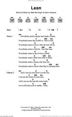 Cover icon of Lean sheet music for guitar (chords) by The National, Aaron Dessner and Matt Berninger, intermediate skill level