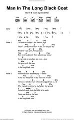 Cover icon of Man In The Long Black Coat sheet music for guitar (chords) by Bob Dylan, intermediate skill level