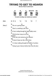 Cover icon of Trying To Get To Heaven sheet music for voice, piano or guitar by Bob Dylan, intermediate skill level