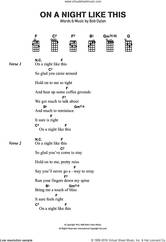 Cover icon of On A Night Like This sheet music for voice, piano or guitar by Bob Dylan, intermediate skill level