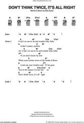 Cover icon of Don't Think Twice, It's All Right sheet music for ukulele (chords) by Bob Dylan, intermediate skill level