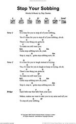 Cover icon of Stop Your Sobbing sheet music for guitar (chords) by The Kinks, Shania Twain, The Pretenders and Ray Davies, intermediate skill level