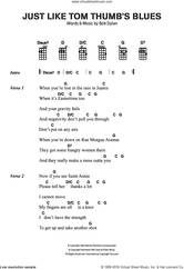 Cover icon of Just Like Tom Thumb's Blues sheet music for voice, piano or guitar by Bob Dylan, intermediate skill level