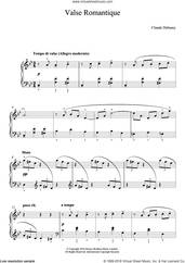 Cover icon of Valse Romantique, (easy) sheet music for piano solo by Claude Debussy, classical score, easy skill level
