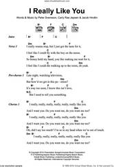 Cover icon of I Really Like You sheet music for guitar (chords) by Carly Rae Jepsen, Jacob Hindlin and Peter Svensson, intermediate skill level