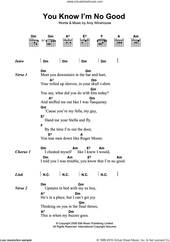Cover icon of You Know I'm No Good sheet music for guitar (chords) by Amy Winehouse, intermediate skill level