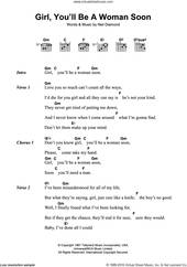 Cover icon of Girl, You'll Be A Woman Soon sheet music for guitar (chords) by Neil Diamond, intermediate skill level