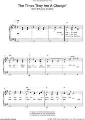 Cover icon of The Times They Are A-Changin' sheet music for voice and piano by Bob Dylan, intermediate skill level