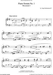 Cover icon of Piano Sonata No.1 (1st Movement) sheet music for voice and piano by Serjeij Rachmaninoff, classical score, intermediate skill level