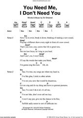 Cover icon of You Need Me, I Don't Need You sheet music for guitar (chords) by Ed Sheeran, intermediate skill level