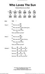 Cover icon of Who Loves The Sun sheet music for guitar (chords) by The Velvet Underground and Lou Reed, intermediate skill level