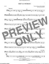 Cover icon of She's A Woman sheet music for cello solo by The Beatles, John Lennon and Paul McCartney, intermediate skill level